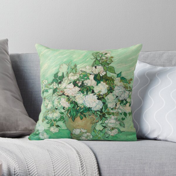 Vincent van Gogh: Still Life: Vase with Pink Roses Throw Pillow