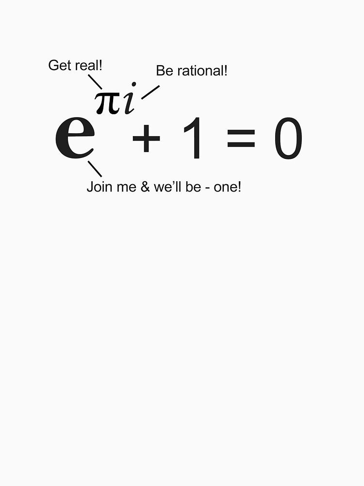 "Euler's Identity, the most beautiful equation in math" Tshirt by