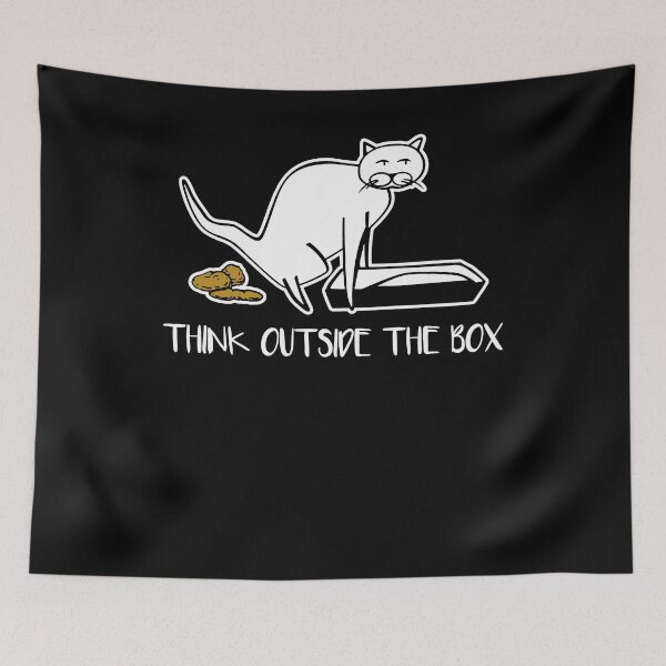 Item preview, Think outside the box I Funny Cat & Litter Box designed and sold by ChrisFeil.