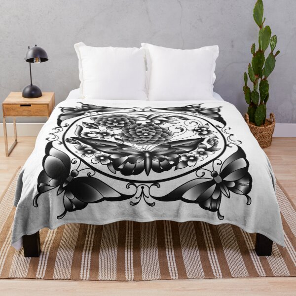 Item preview, Butterfly or butterflies and flowers black designed and sold by dtmtattoo.