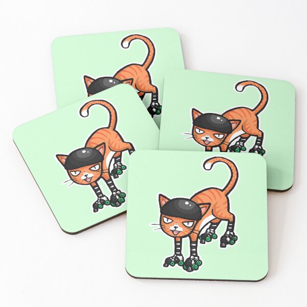 Item preview, Ginger cat on Quad Skates designed and sold by RockRollerDerby.