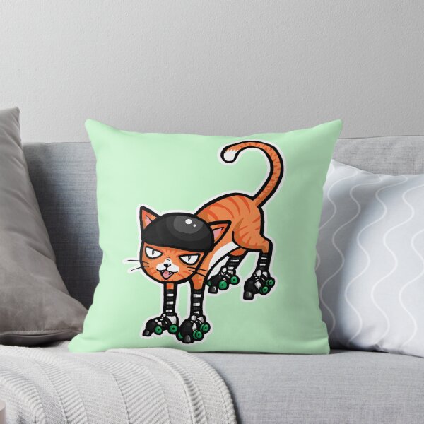 Item preview, Ginger cat on Quad Skates designed and sold by RockRollerDerby.