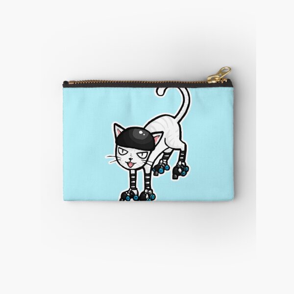 Item preview, White cat on Quad Skates designed and sold by RockRollerDerby.
