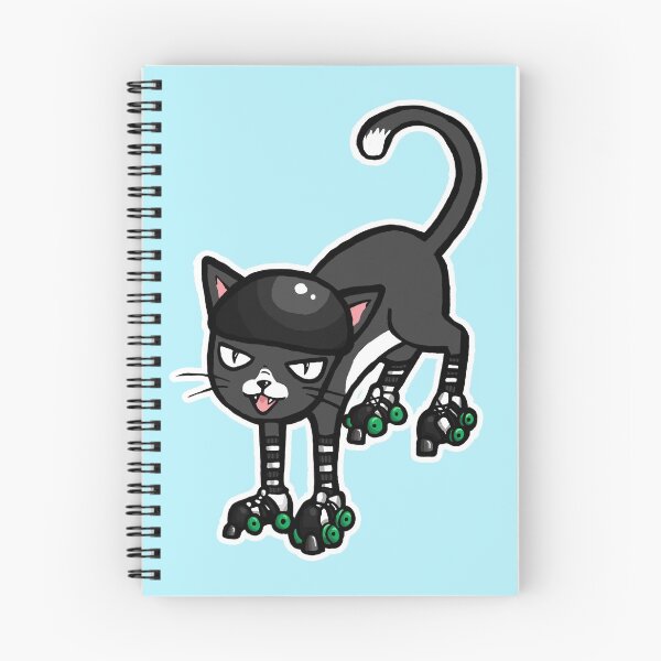 Item preview, Black cat on Quad Skates designed and sold by RockRollerDerby.