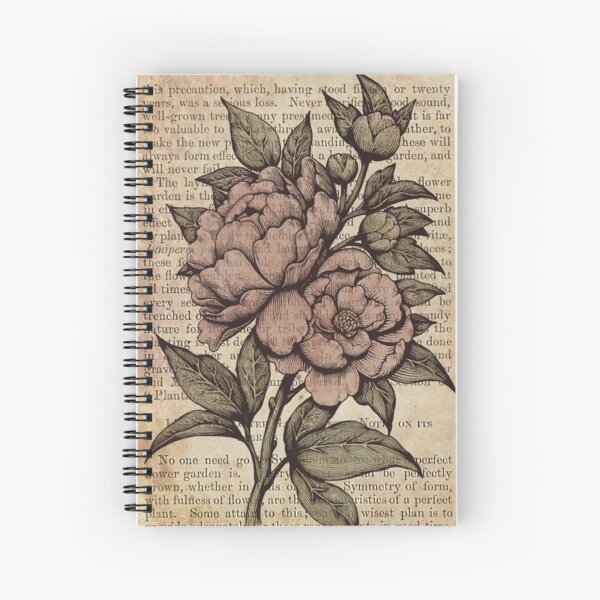 Botanicals - Peonies vintage Spiral Notebook