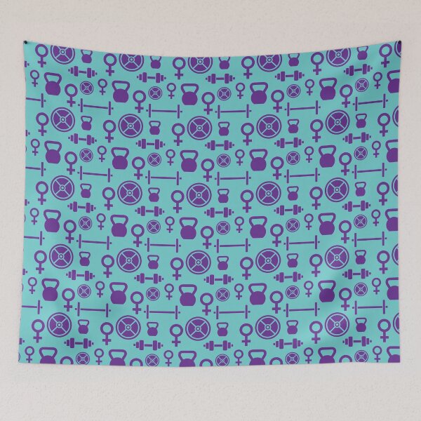 Item preview, Teal and Purple Female Woman Venus Symbol Weight Lifting Workout Pattern designed and sold by StudioUnrefined.