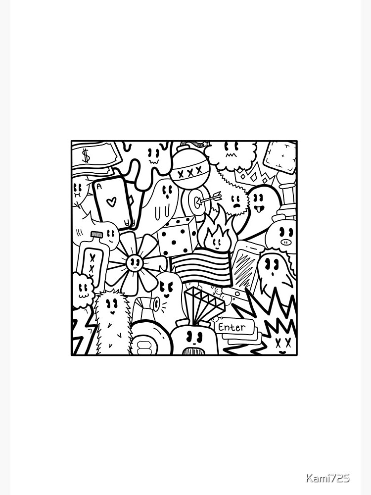 Taman Sari #2 black and white doodle art Notebook by