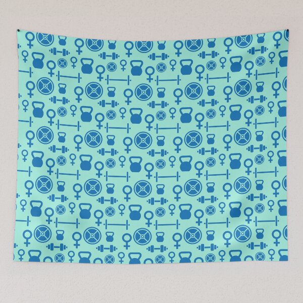 Item preview, Blue Female Woman Venus Symbol Weight Lifting Workout Pattern designed and sold by StudioUnrefined.