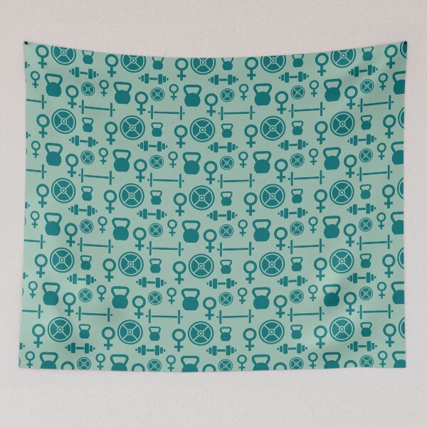 Item preview, Teal Female Woman Venus Symbol Weight Lifting Workout Pattern designed and sold by StudioUnrefined.