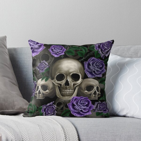Item preview, Skulls and purple roses designed and sold by BlueMothShop.