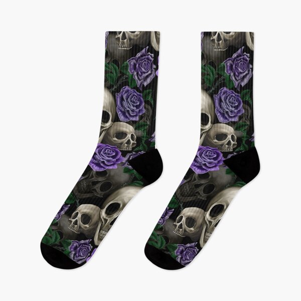 Item preview, Skulls and purple roses designed and sold by BlueMothShop.