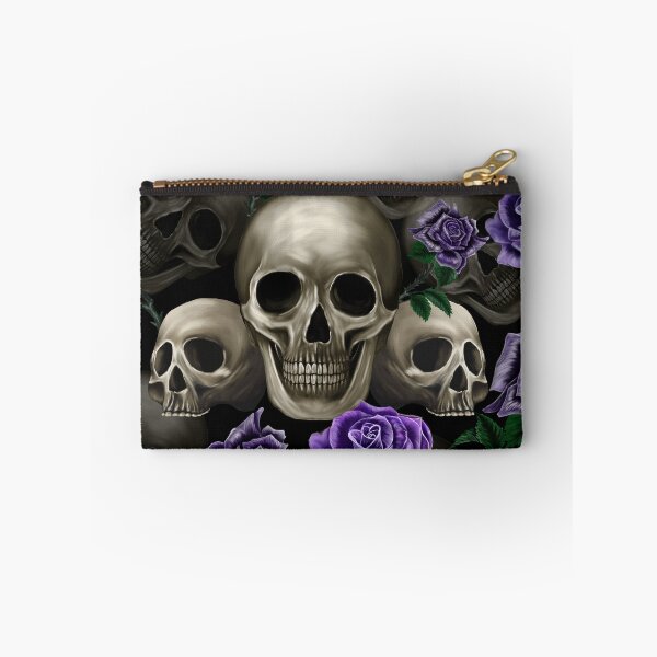Item preview, Skulls and purple roses designed and sold by BlueMothShop.