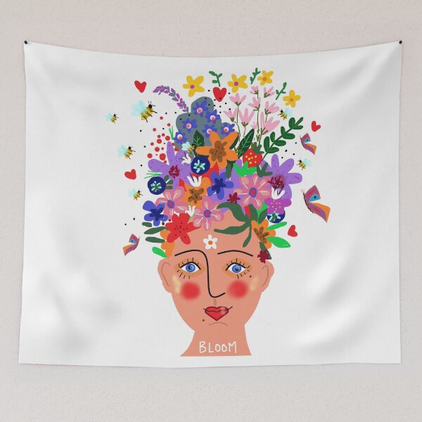 Item preview, La fée des abeilles et des fleurs on white designed and sold by AWAarts.