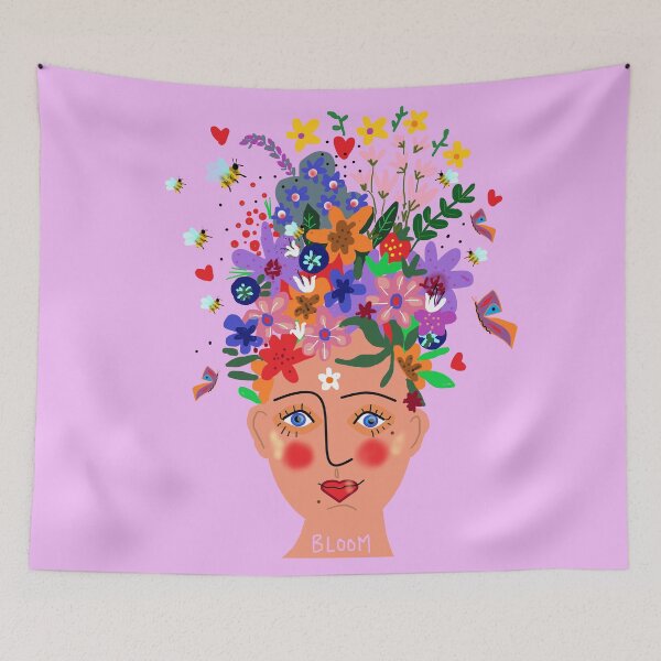 Item preview, Copy of  La fée des abeilles et des fleurs on pale pink designed and sold by AWAarts.