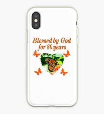 BLESSED BY GOD 80TH BIRTHDAY BUTTERFLY iPhone Case