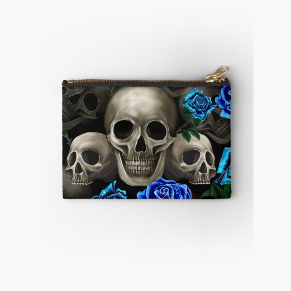 Item preview, Skulls and blue roses designed and sold by BlueMothShop.