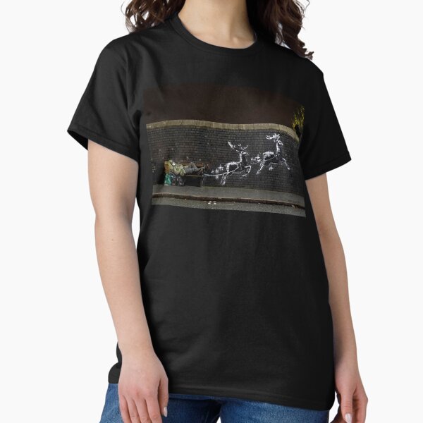 Item preview, Banksy Christmas Homelessness Reindeer Mural designed and sold by TrainWreckTees.