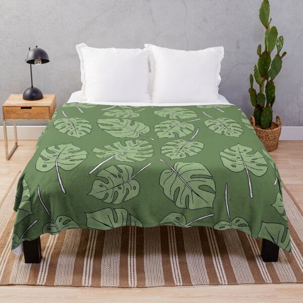 Item preview, Monstera Leaf - Green on Green Line Drawing Pattern  designed and sold by hellocando.
