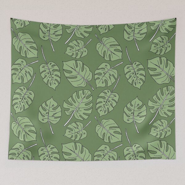 Item preview, Monstera Leaf - Green on Green Line Drawing Pattern  designed and sold by hellocando.