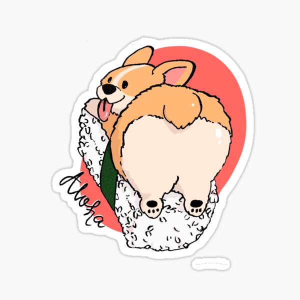Corgi Butt Musubi Sushi Hawaiian Spam Aloha Sticker