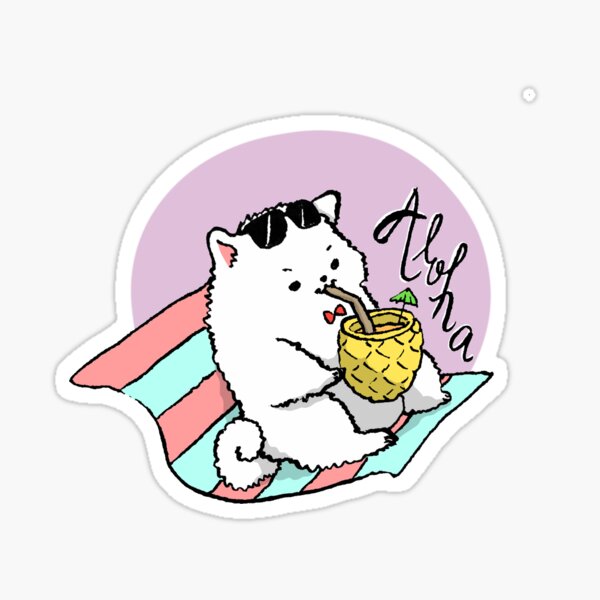 Bachoochi the Pomeranian Aloha Hawaii Vacation Sticker