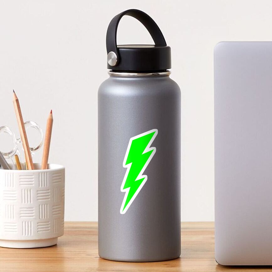 neon green lime lightning bolt Sticker
