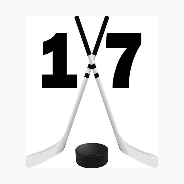 Item preview, Hockey number 17 - seventeen with sticks and disc designed and sold by AllShirts21.