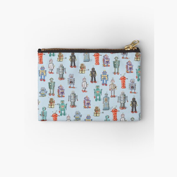 Item preview, Retro Vintage Robots in sky blue designed and sold by Valerie Hamill.