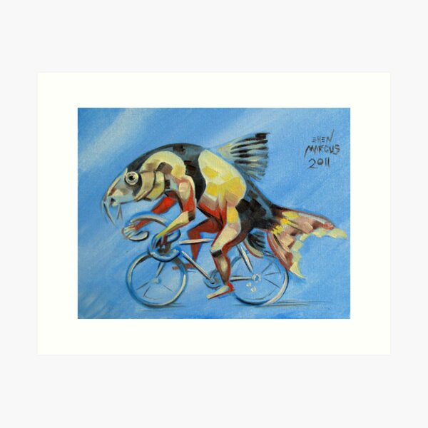 Clown Loach on a Bicycle Art Print
