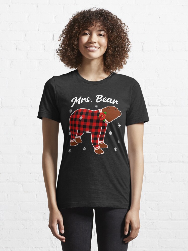 Christmas bear t-shirt, mama red plaid bear jammie shirt