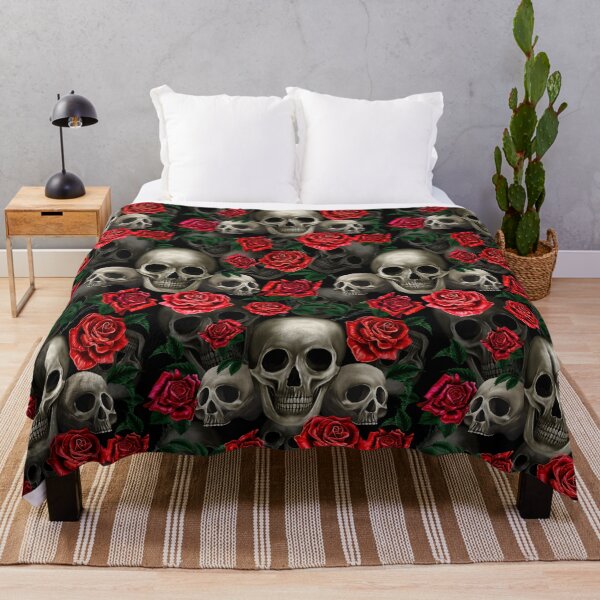 Item preview, Skulls and red roses designed and sold by BlueMothShop.