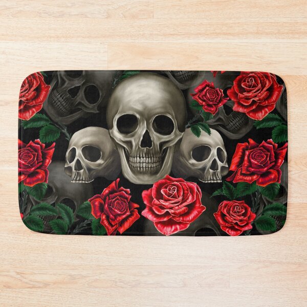 Item preview, Skulls and red roses designed and sold by BlueMothShop.