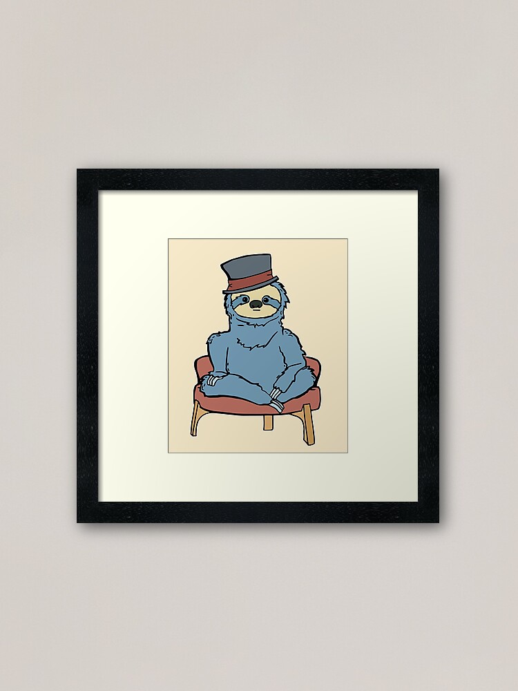 Alternate view of Portrait of a Blue Sloth Sitting in a Chair Framed Art Print