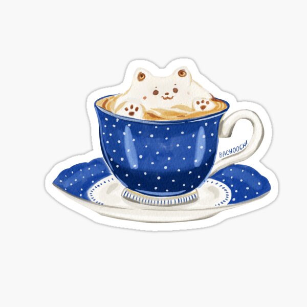 Latte art foam dog tea cup coffee Sticker