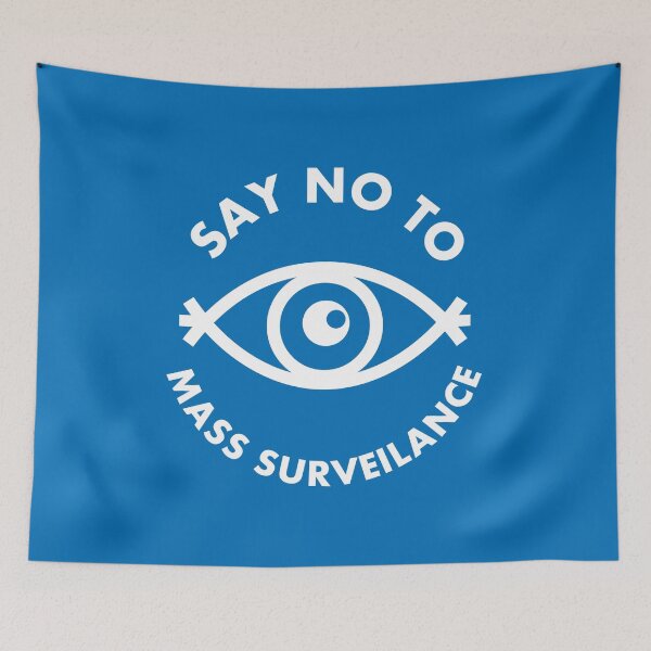 Item preview, Say No To Mass Surveillance - All Seeing Eye - Blue designed and sold by MOREDANKMEMES.