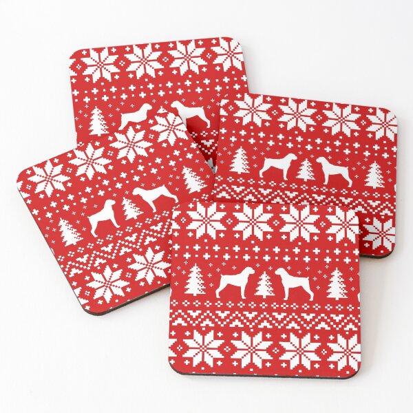 Item preview, Boxer Dog Silhouettes Red and White Christmas Holiday Pattern designed and sold by Jenn Inashvili.