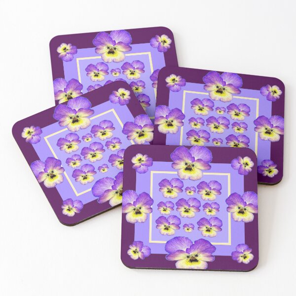 Item preview, PATTERNED PURPLE-YELLOW SPRING GARDEN VIOLAS ART designed and sold by sharlesart.