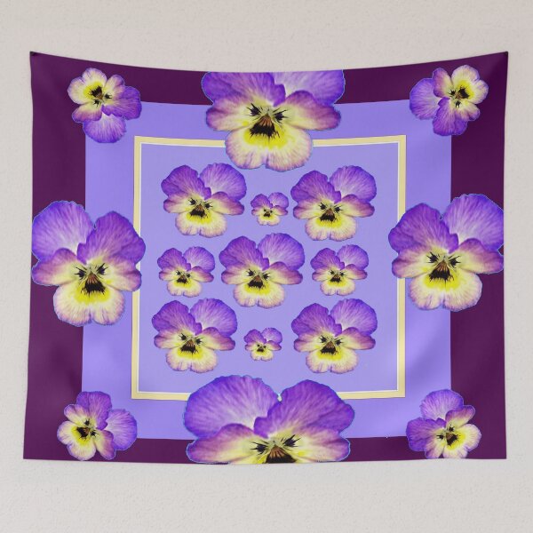 Item preview, PATTERNED PURPLE-YELLOW SPRING GARDEN VIOLAS ART designed and sold by sharlesart.
