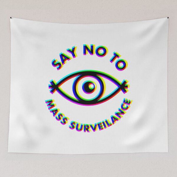 Item preview, Say No To Mass Surveillance - All Seeing Eye - CMYK designed and sold by MOREDANKMEMES.