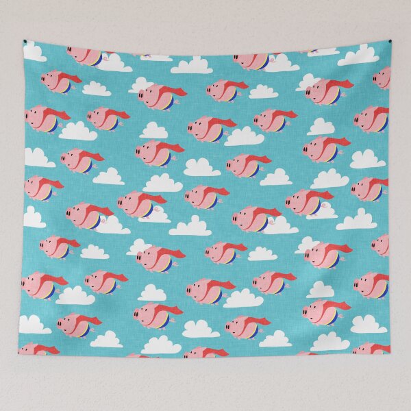 Item preview, Flying Pigs - Superhero pigs (blue) designed and sold by littlearrow.