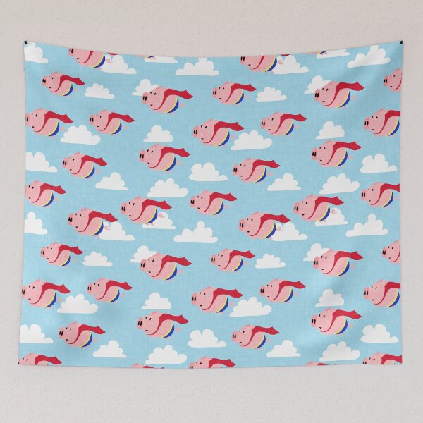 Item preview, Flying Pigs - Superhero pigs (light blue) designed and sold by littlearrow.