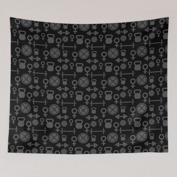 Item preview, Black and Gray Female Woman Venus Symbol Weight Lifting Workout Pattern designed and sold by StudioUnrefined.