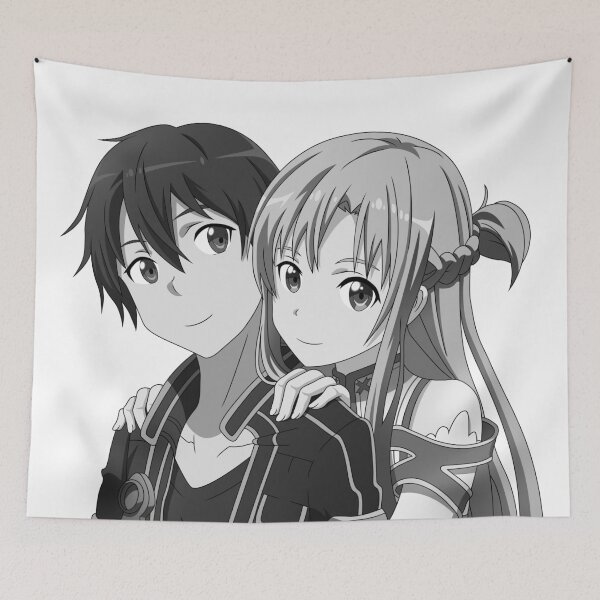Item preview, Kirito & Asuna (Grayscale) designed and sold by Violet Dreaming.