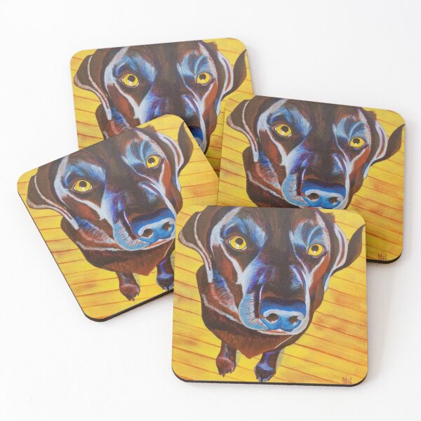 Item preview, Chocolate Labrador on hardwood floor painting designed and sold by nancymayjohnson.