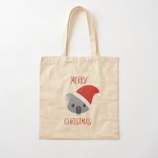 Merry Christmas Koala Emoji Cotton Tote Bag