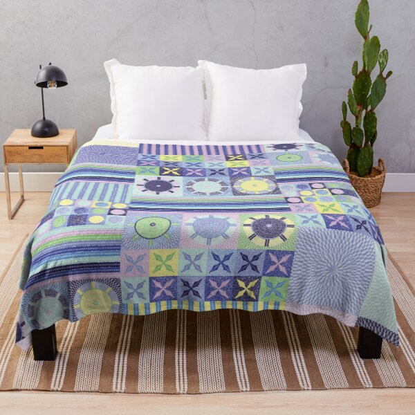 Item preview, Grandma's Pretty Faux Crocheted Blanket in Blue, Purple, Pink, Green and Yellow Pastel Color designed and sold by Karen McFarland.