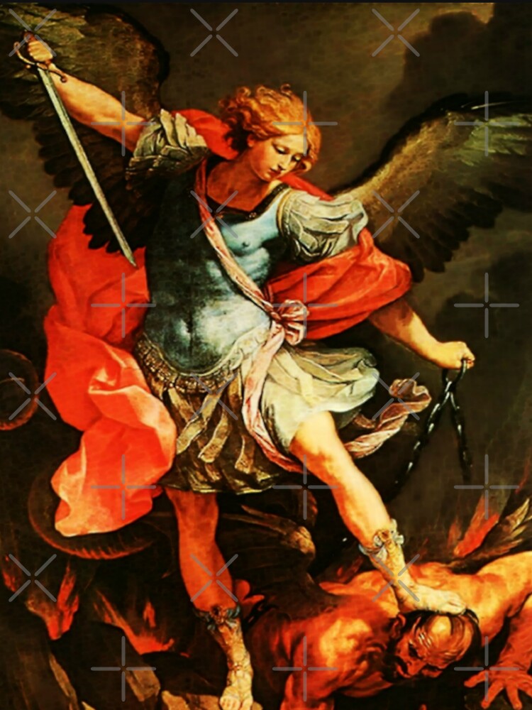 St Michael Archangel | Michael Defeats Satan | Revelation 12-7-9 | Pullover  Hoodie
