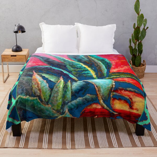 Item preview, TEAL-TURQUOISE PATTERNED DESERT AGAVE CACTI PAINTING designed and sold by sharlesart.