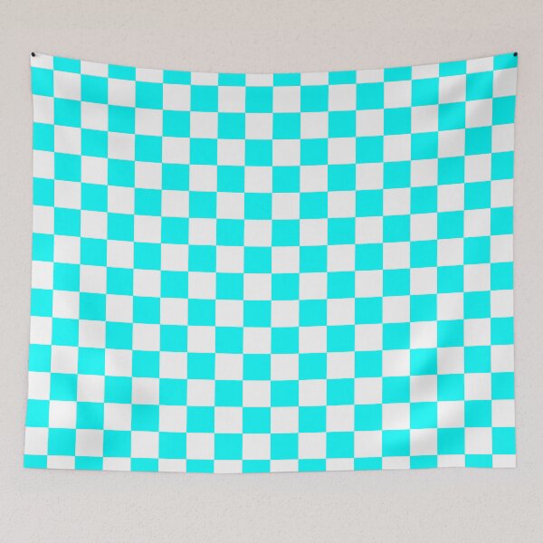 Artikelvorschau, Aqua Cyan und Weiß Schachbrettmuster entworfen und verkauft von rewstudio.
