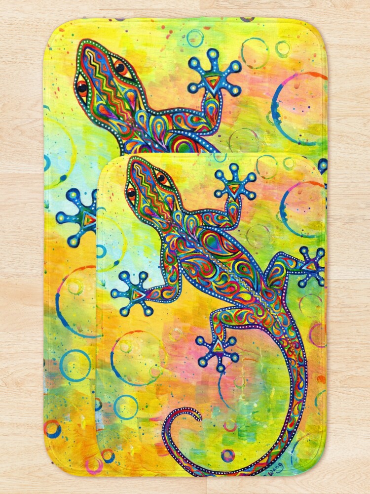 Alternate view of Electric Gecko Psychedelic Paisley Lizard Bath Mat